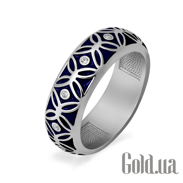 Купить Женское серебряное кольцо с куб. циркониями и эмалью