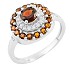 Женское серебряное кольцо с гранатами и куб. циркониями - фото 1