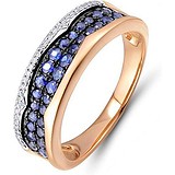 Женское золотое кольцо с бриллиантами и сапфирами, 1603277