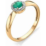 Женское золотое кольцо с бриллиантами и изумрудом, 1606093
