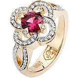 Женское золотое кольцо с бриллиантами и родолитом, 1625293