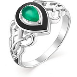 Женское серебряное кольцо с агатом и эмалью, 1646029