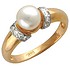 Женское золотое кольцо с культив. жемчугом и куб. циркониями - фото 1
