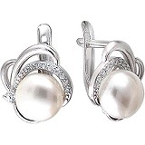 Срібні сережки з культів. перлами і куб. цирконіями, 1659085