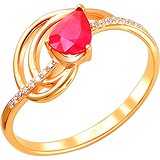 Женское золотое кольцо с бриллиантами и рубином, 1666509