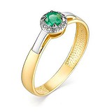 Женское золотое кольцо с изумрудом и бриллиантами, 1704653