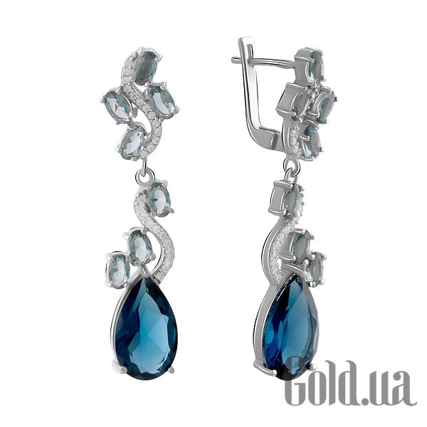 

Серьги с подвесками Fresh Jewelry, Серебряные серьги с куб. циркониями и топазами