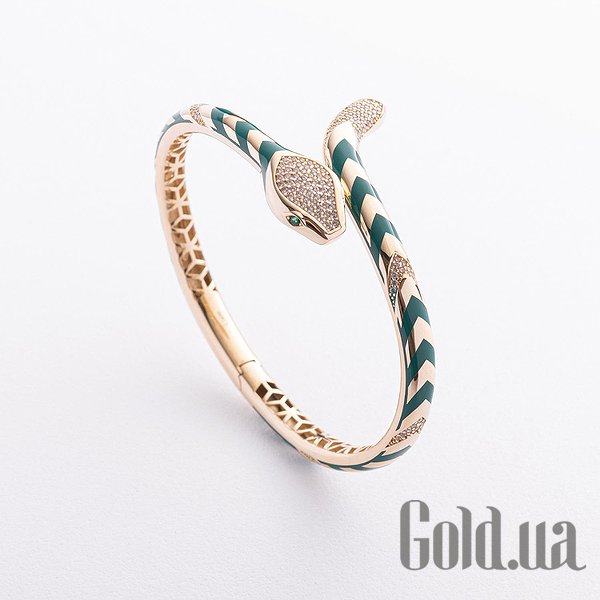 

Браслет Украина, Женский золотой браслет с куб. циркониями и эмалью, 17