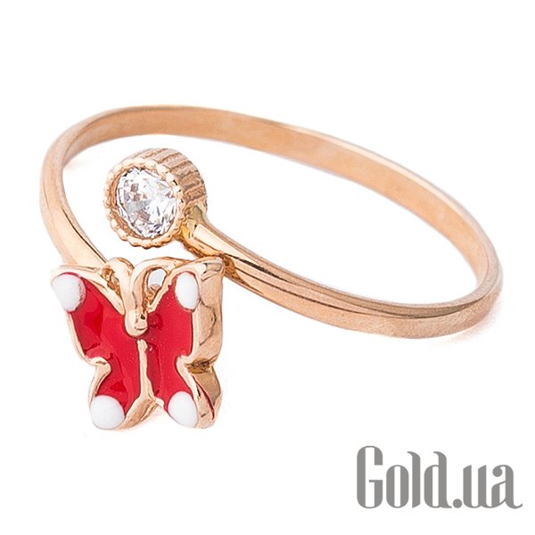 

Кольцо Украина, Детское золотое кольцо с куб. цирконием и эмалью, 16