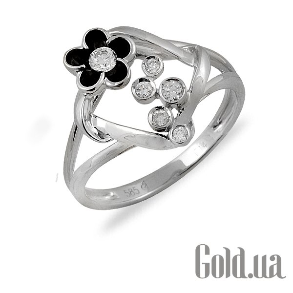 Купить Женское золотое кольцо с бриллиантами и эмалью