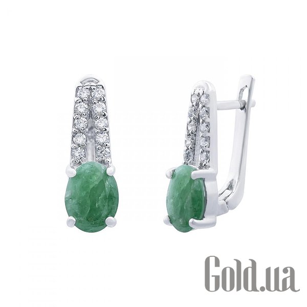 

Серьги Lurie Jewelry, Серебряные серьги с изумрудами и куб. циркониями