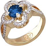 Женское золотое кольцо с бриллиантами и сапфиром, 1685198