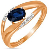 Женское золотое кольцо с бриллиантами и сапфиром, 1700814