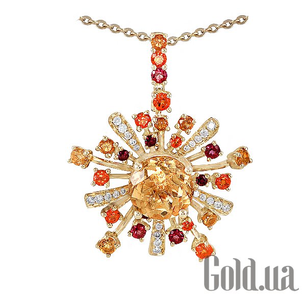 

Женский кулон Lurie Jewelry, Золотой кулон с цепочкой с бриллиантами, топазом и цитринами