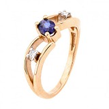 Женское золотое кольцо с сапфиром и бриллиантами, 1730510