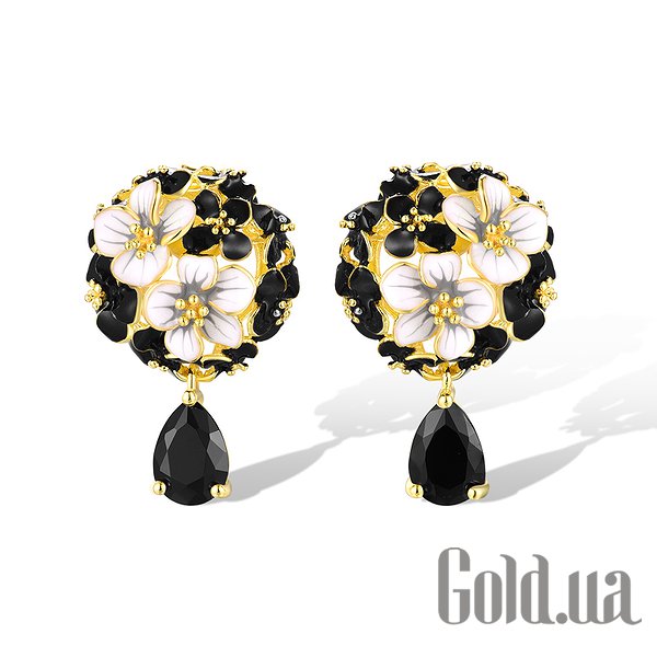 

Серьги с подвесками Lurie Jewelry, Серебряные серьги со шпинелью и эмалью в позолоте