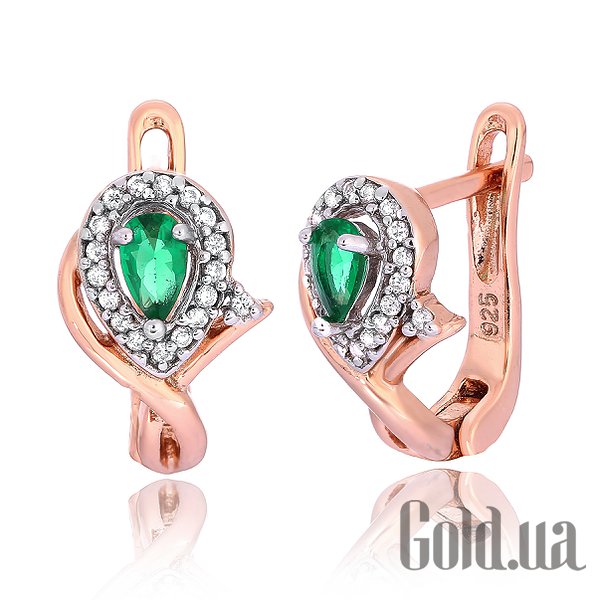 

Серьги Silvex925, Серебряные серьги с куб. циркониями в позолоте