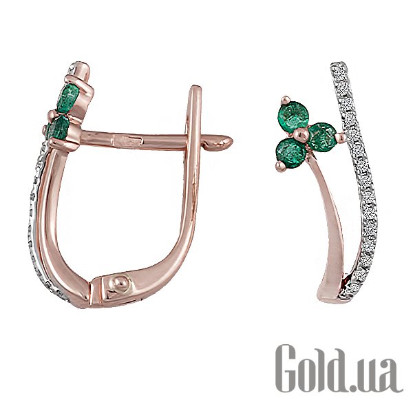 

Серьги Lurie Jewelry, Золотые серьги с бриллиантами и изумрудами