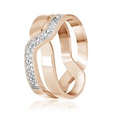 Женское серебряное кольцо с куб. циркониями в позолоте, 864206