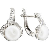 Срібні сережки з прісн. перлами і куб. цирконіями, 1531855