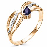 Женское золотое кольцо с бриллиантами и сапфиром, 1605583