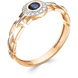 Женское золотое кольцо с бриллиантами и сапфиром, 1606351