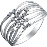 Женское серебряное кольцо с куб. циркониями, 1614031