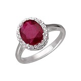 Женское серебряное кольцо с куб. циркониями и рубином, 1616335