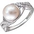 Женское серебряное кольцо с куб. циркониями и культив. жемчугом - фото 1