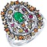Женское золотое кольцо с изумрудом, рубинами, сапфирами и бриллиантами - фото 1