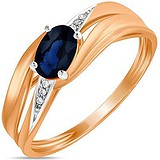 Женское золотое кольцо с бриллиантами и сапфиром, 1700815