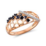 Золотое кольцо с бриллиантами и сапфирами, 259023
