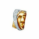 Pierre Cardin Женское серебряное кольцо с куб. циркониями в позолоте, 051919