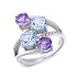 Женское серебряное кольцо с топазами, аметистами и куб. циркониями - фото 1