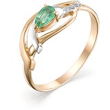 Женское золотое кольцо с бриллиантами и изумрудом, 1604304