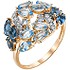 Женское золотое кольцо с топазами и куб. циркониями - фото 1