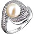 Женское серебряное кольцо с куб. циркониями и культив. жемчугом - фото 1