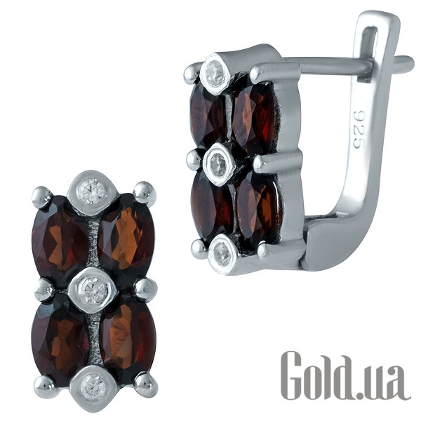 

Серьги Fresh Jewelry, Серебряные серьги с гранатами и куб. циркониями