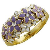 Женское золотое кольцо с бриллиантами и эмалью, 1685200