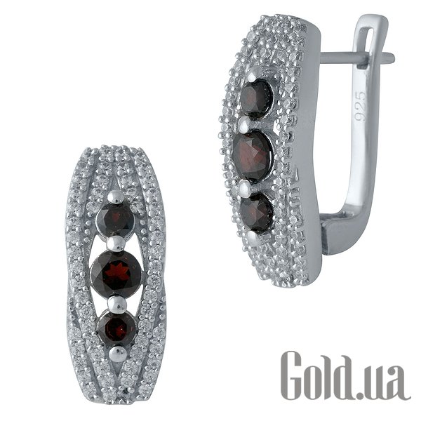 

Серьги Fresh Jewelry, Серебряные серьги с гранатами и куб. циркониями