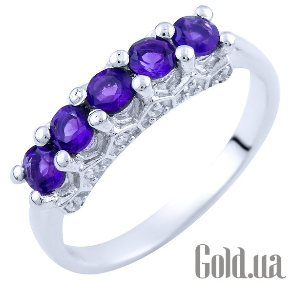

Женские кольца Fresh Jewelry, Женское серебряное кольцо с аметистами и куб. циркониями, 18