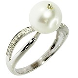 Женское золотое кольцо с бриллиантами и жемчугом, 1607889