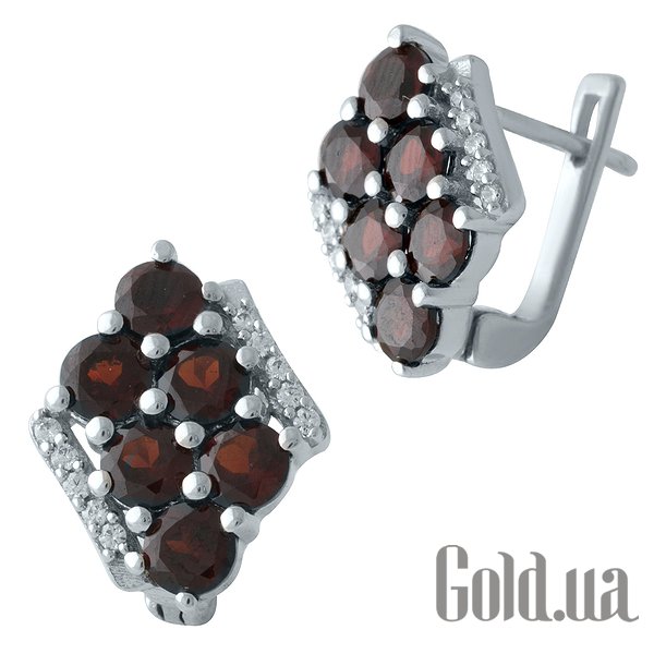 

Серьги Fresh Jewelry, Серебряные серьги с гранатами и куб. циркониями