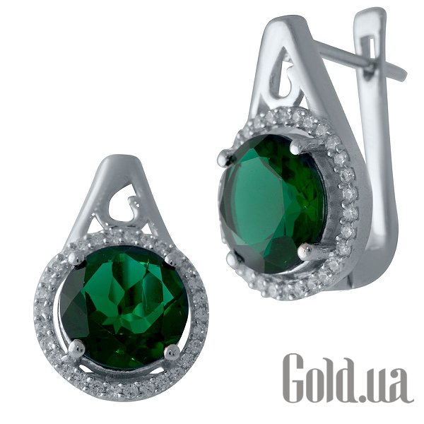 

Серьги Fresh Jewelry, Серебряные серьги с синт. изумрудами и куб. циркониями