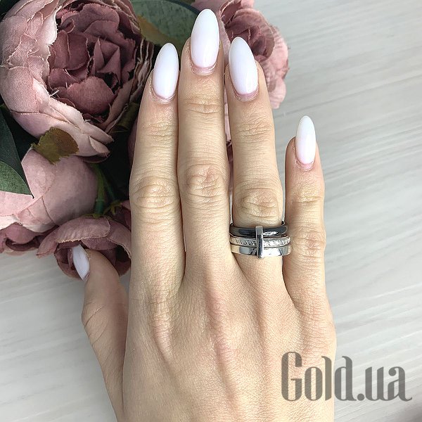 

Женские кольца Fresh Jewelry, Женское серебряное кольцо с куб. циркониями и керамикой, 17
