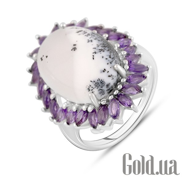 

Женские кольца Fresh Jewelry, Женское серебряное кольцо с агатом и аметистами, 18