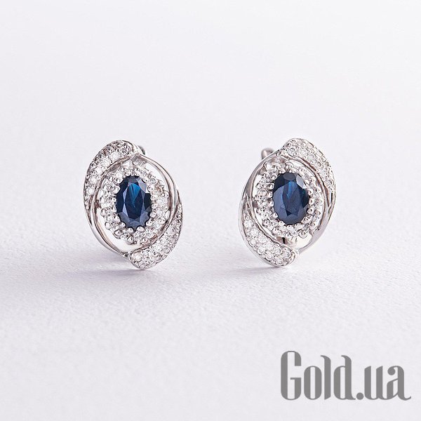 

Серьги Украина, Золотые серьги с бриллиантами и сапфирами