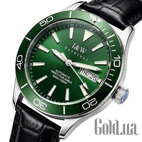 Carnival Чоловічий годинник Diver Leather Deluxe 10 Bar 3913 bt3913