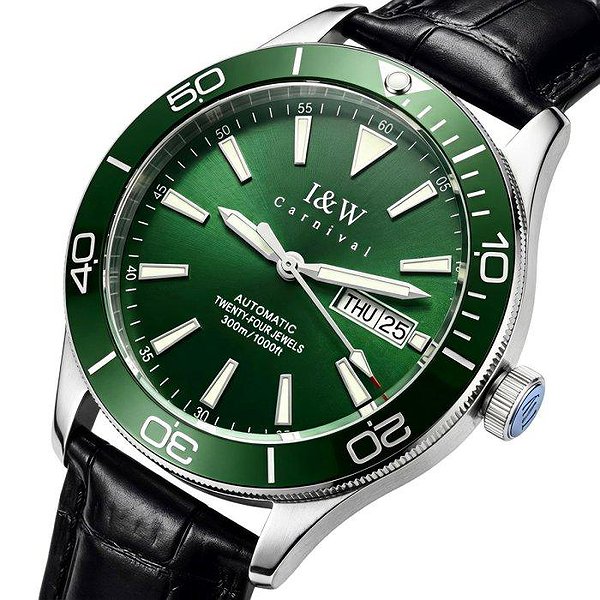 Carnival Чоловічий годинник Diver Leather Deluxe 10 Bar 3913 bt3913