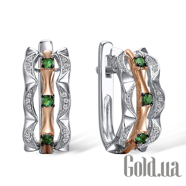 

Серьги Lurie Jewelry, Золотые серьги с бриллиантами и изумрудами